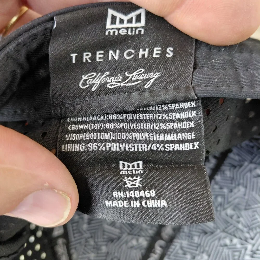 Melin Trenches Icon Hydro Snapback Hat Cap Black Performance Baseball Golf Hat